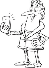 business man take a self portrait with her smart phone