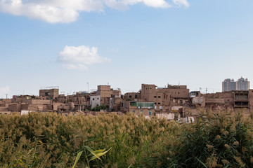 Fototapeta na wymiar Aug 2017, Kashgar, Xinjiang, China: poor districts on the outskirts of Kashgar Old Town, a major tourist spot along the Silk Road and one of the westernmost cities of China