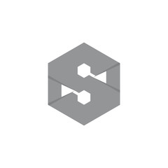 letter s 3d hexagonal logo vector
