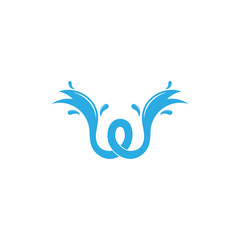 letter w wavy water splash logo vector