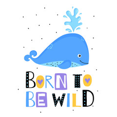 Obraz premium Cute whale print. Vector illustration.