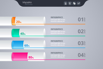 Infographics for business concept. Isometric vector Infographic design. Glossy and transparent - Vector