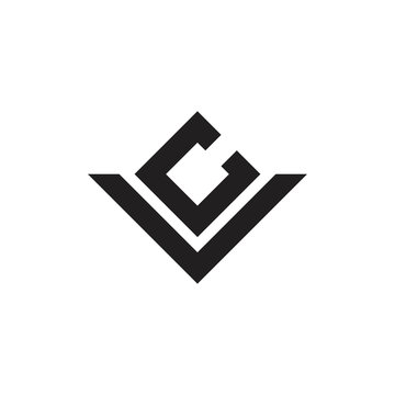 letter vc simple geometric line logo vector