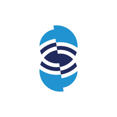 simple geometric stripes linked circle logo vector