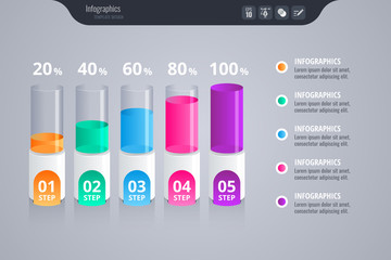 Infographics for business concept. Isometric vector Infographic design. Glossy and transparent - Vector