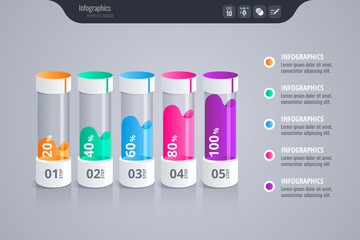 Infographics for business concept. Isometric vector Infographic design. Glossy and transparent - Vector