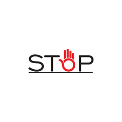 text stop hand palm symbol decoration vector