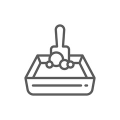 Obraz premium Sand tray and shovel line icon.