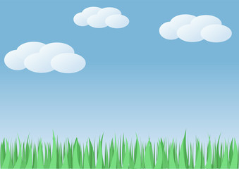 Flat landscape with grass and sky