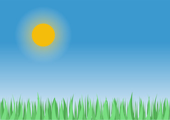 Flat landscape with grass and sky