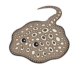 淡水エイ ダイヤモンドポルカドットスティングレイ モトロ イラスト ©  みやもとかずみ