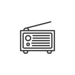 Retro radio line icon. linear style sign for mobile concept and web design. Old radio with antenna outline vector icon. Symbol, logo illustration. Pixel perfect vector graphics