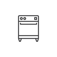 Dishwasher machine line icon. linear style sign for mobile concept and web design. electric dishwasher outline vector icon. Symbol, logo illustration. Pixel perfect vector graphics