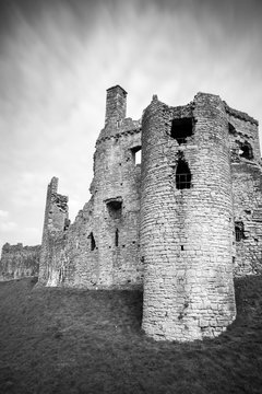 Moving clouds over Coity castle, Wales