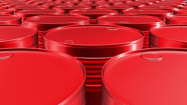 Looping 60 fps 3D animation of the red oil barrels in UHD