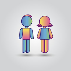 Icon blue stick figure man male and pink women female