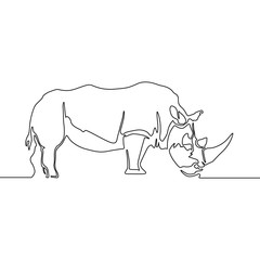 Rhinoceros continuous line isolated on white background. Vector rhinoceros.