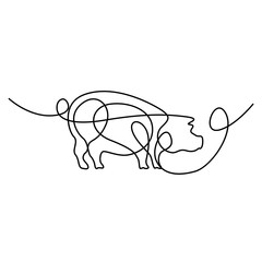 Continuous line drawing Pig. Vector illustration.