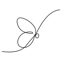Continuous line drawing Butterfly. Vector illustration.