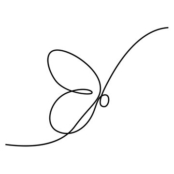 Continuous line drawing Butterfly. Vector illustration.