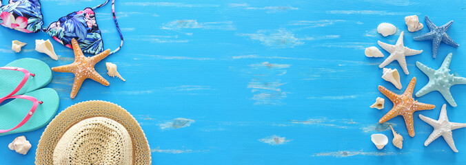 Tropical vacation and summer travel image with sea life style objects. Top view © tomertu