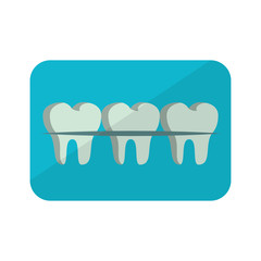 Teeth with braces banner cartoon isolated
