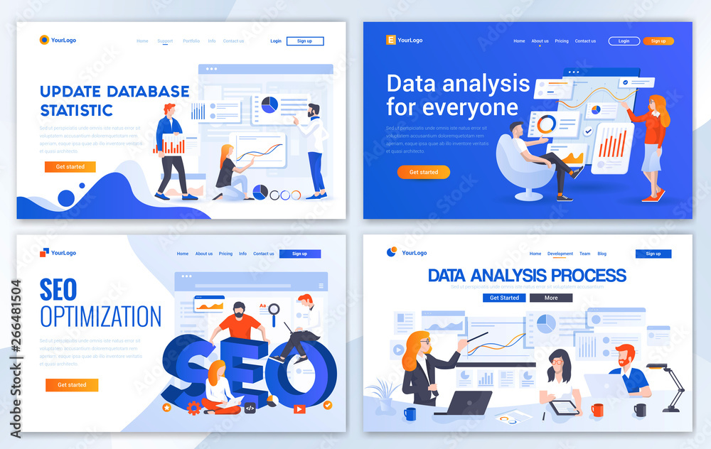 Poster flat modern design of website template - data analysis