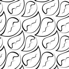 Leaves background. Abstract pattern black silhouettes of leaves on transparent background. Seamless vector wallpaper.