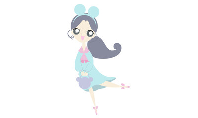 pretty girl cartoon vector