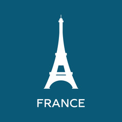 Fototapeta na wymiar Silhouette icon of Eiffel tower. France logo. Clean and modern vector illustration for design, web.