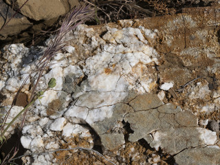 Natural stone with salt deposits