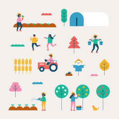Autumn. Seasonal outdoor people. Pattern concept. flat design style minimal vector illustration