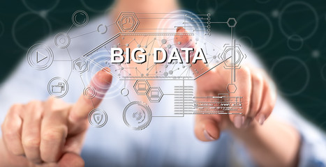 Woman touching a big data concept