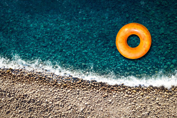 Obraz premium Aerial view of summer beach and ocean. Free space for your decoration. 