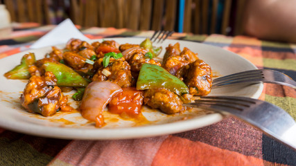Chili mushrooms indian starter plate 
