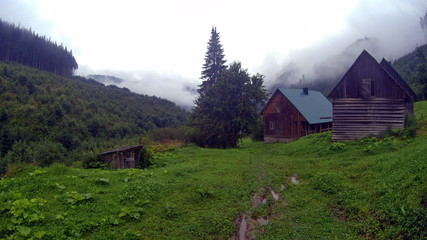 Obraz premium Clouds and fog over Carpathian mountains