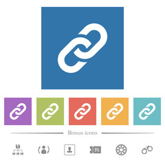 Link flat white icons in square backgrounds