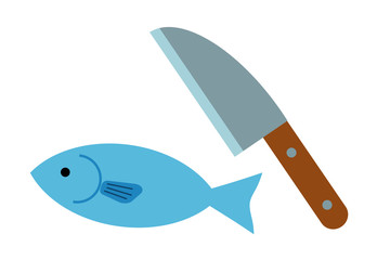 Obraz premium 魚と包丁