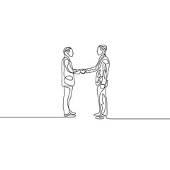 Continuous one line Businessman Handshake. Vector illuystration.