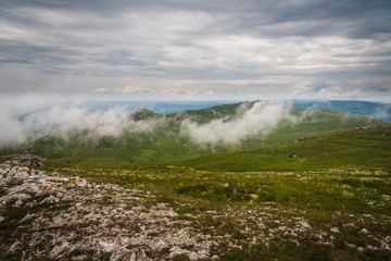 Mountain landscape with the clouds