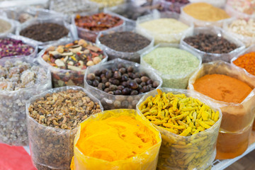 Nuts and spices in the old souq of Nizwa, Oman 