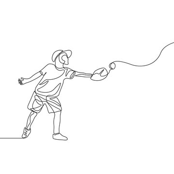 recommend clip art: Continuous one line kid catch the ball in glove, Baseball theme
