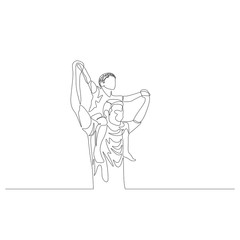 Continuous one line son sitting on father shoulders