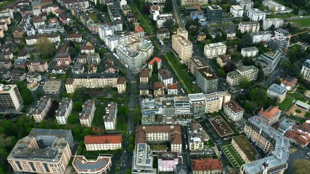 Aerial shot of Lausanne centre, Switzerland