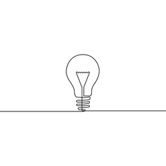 Continuous one line bulb - symbol of idea