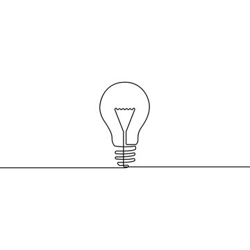 Continuous one line bulb - symbol of idea