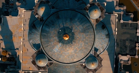 Aerial view of the Federal Territory Mosque, also known as Masjid Wilayah Persekutuan, during daytime in Kuala Lumpur - Malaysia