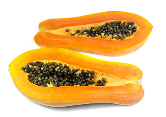 papaya slice isolated on white background