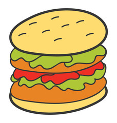 Fast food considered junk item, burger icon.