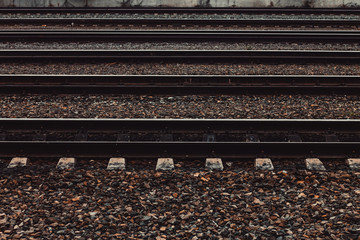 horizontal unusual view of the railway track
